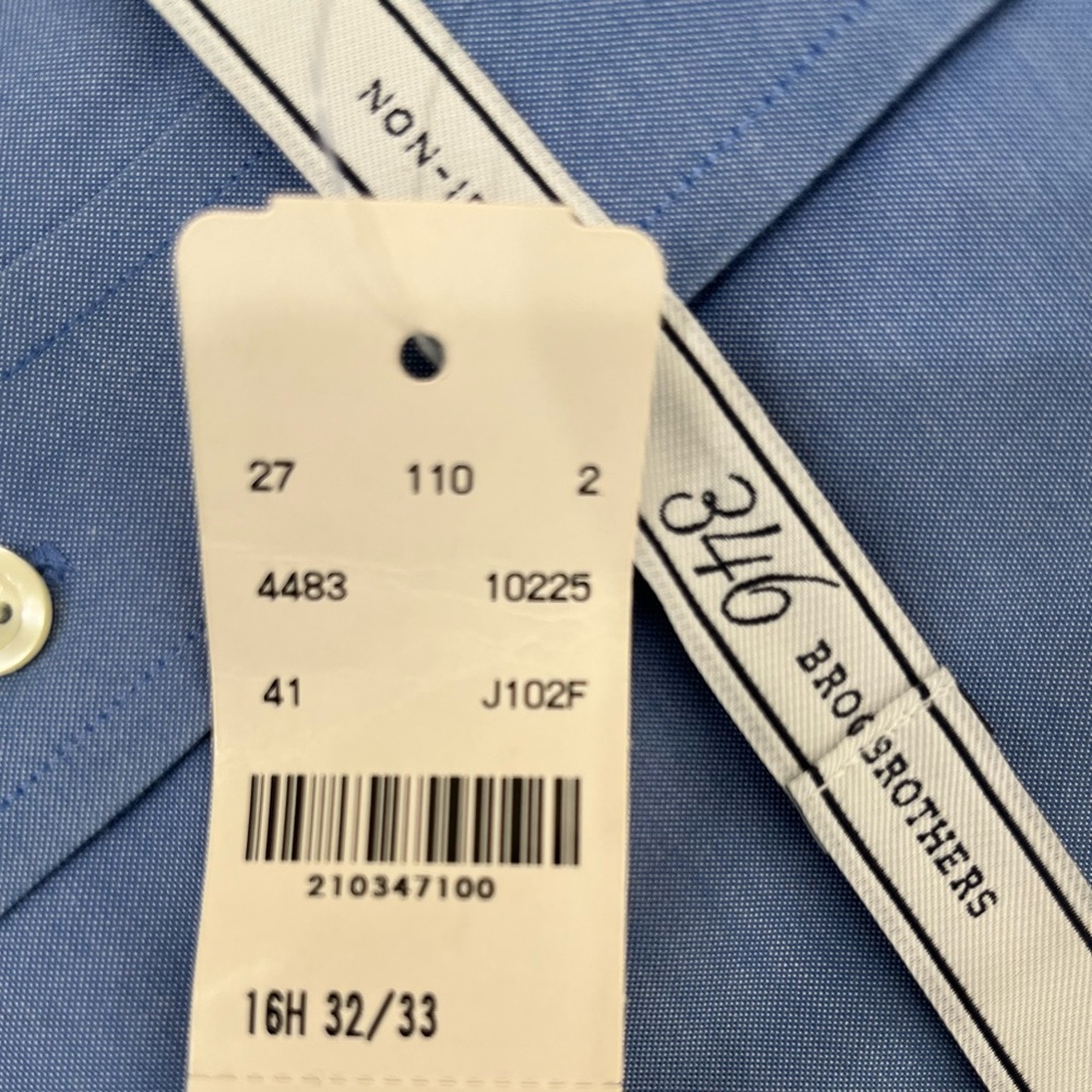 BROOKS BROTHERS {16.5} Non-Iron 346 Blue Dress Shirt NWT - Picture 3 of 4